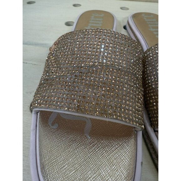 Juicy Couture Pink Rose Gold Sandals Glitter Strap Slides Size 7 SKU #4446 - Picture 8 of 10